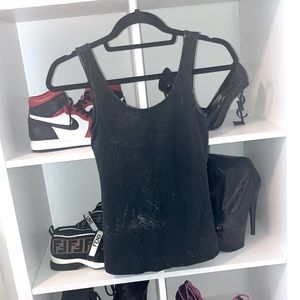 H&M black bleach-dyed tank top